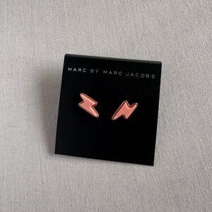 Marc By Marc Jacobs Pink Gold lightning earrings coral studs